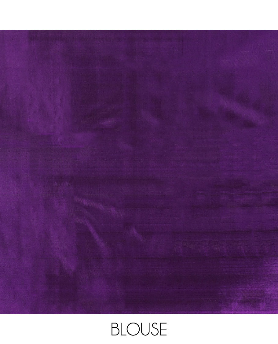 Lavender checked design samudrika silk saree with contrast zari design border & checked zari design pallu
