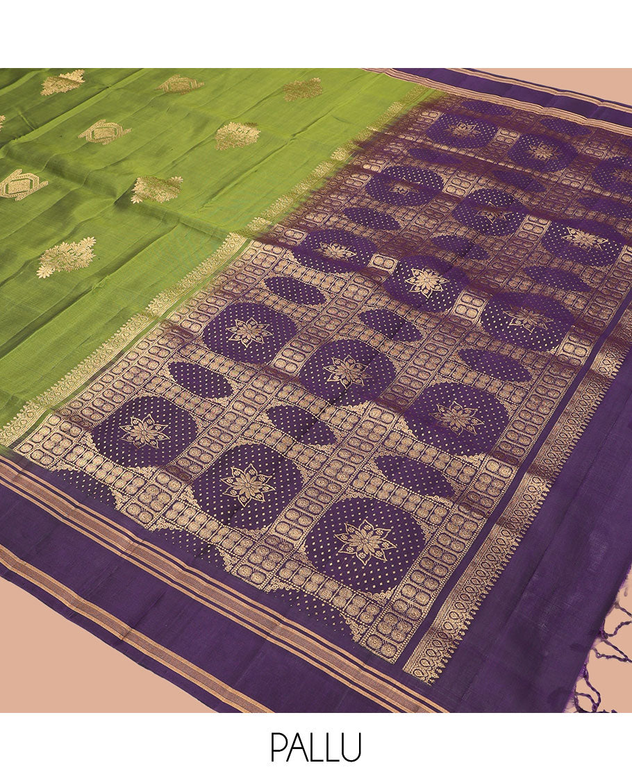 Leaf Green Mayuri Lite Silk Mix Saree