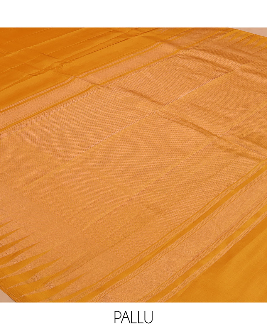 Orange Vasundhara Lite Silk Mix Saree, a Thazampoo Rekku Border, Jaal Pallu, a Matching Blouse