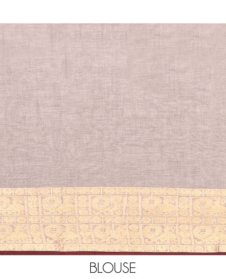 Grey Plain Chettinad Cotton Saree
