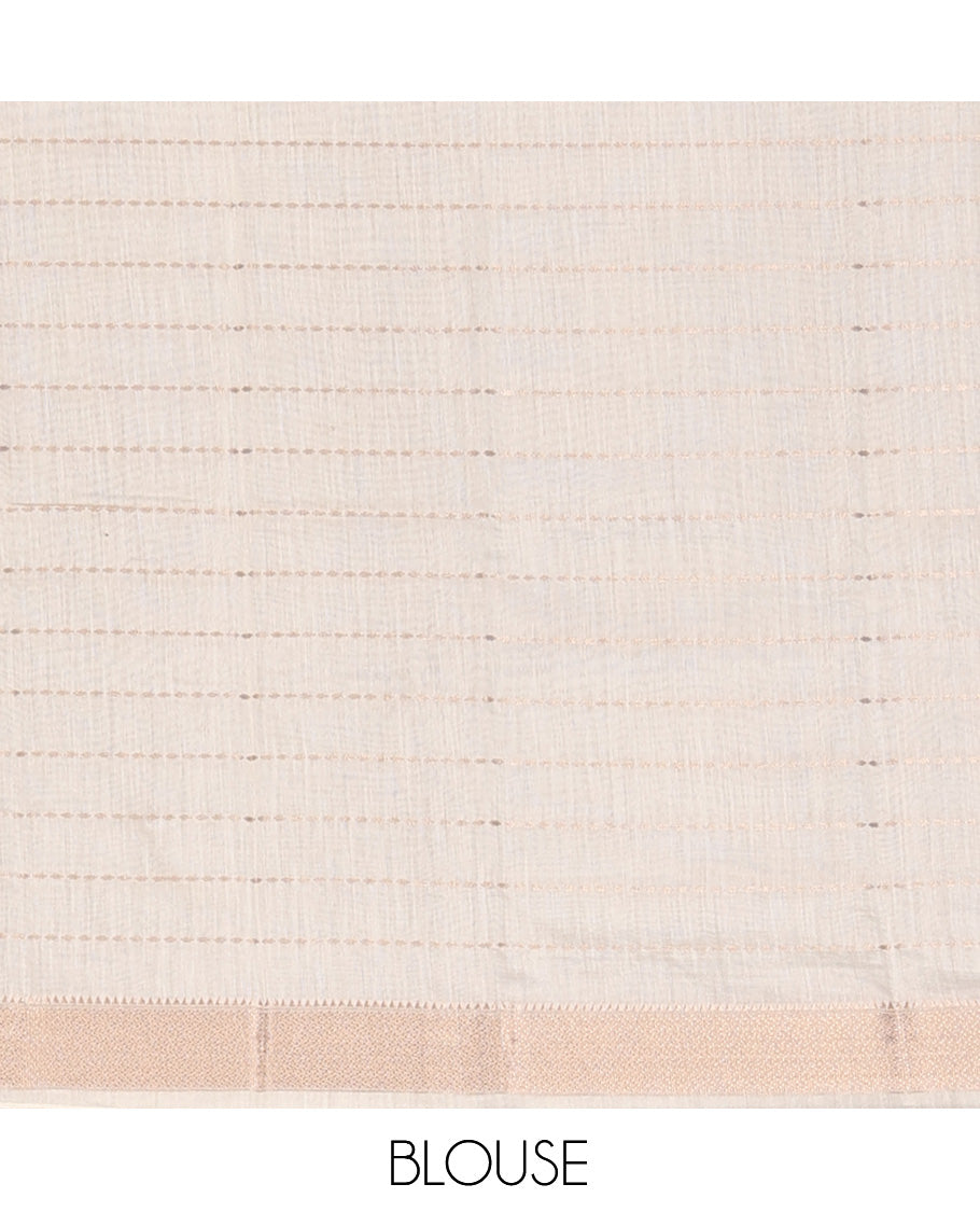 Off-White Assam Silk Saree