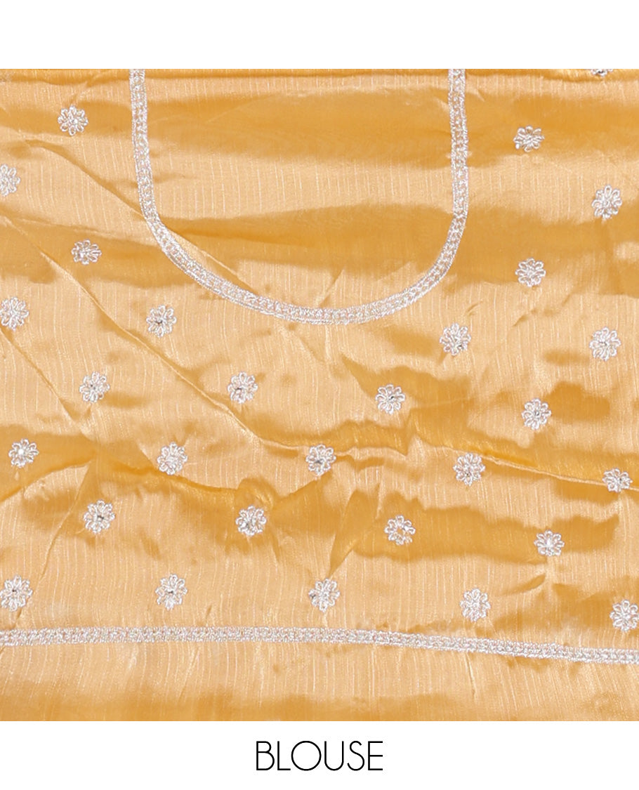 Yellow Velvet Organza Half-Saree