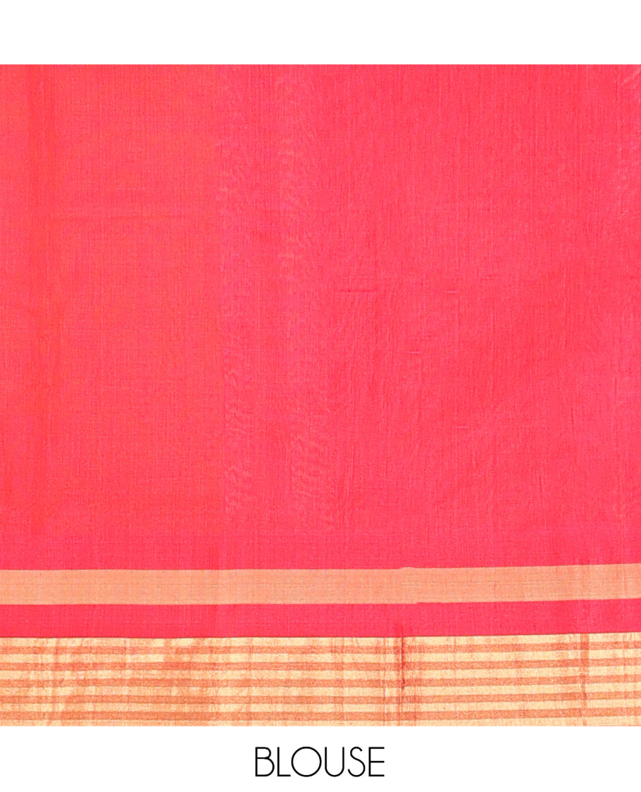 Orange Plain Silk Cotton Saree