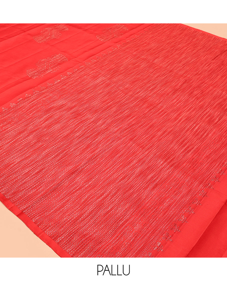 Borderless Red Mayuri Soft Silk Saree
