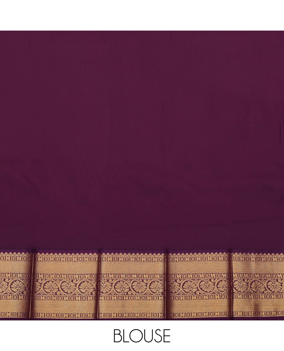 Yellow Budget Silk Saree, Graced with Zari Buttas and Micro-Checks, Complemented by a Contrast Traditional Zari Border, Jaal Pallu, and a Contrast Blouse