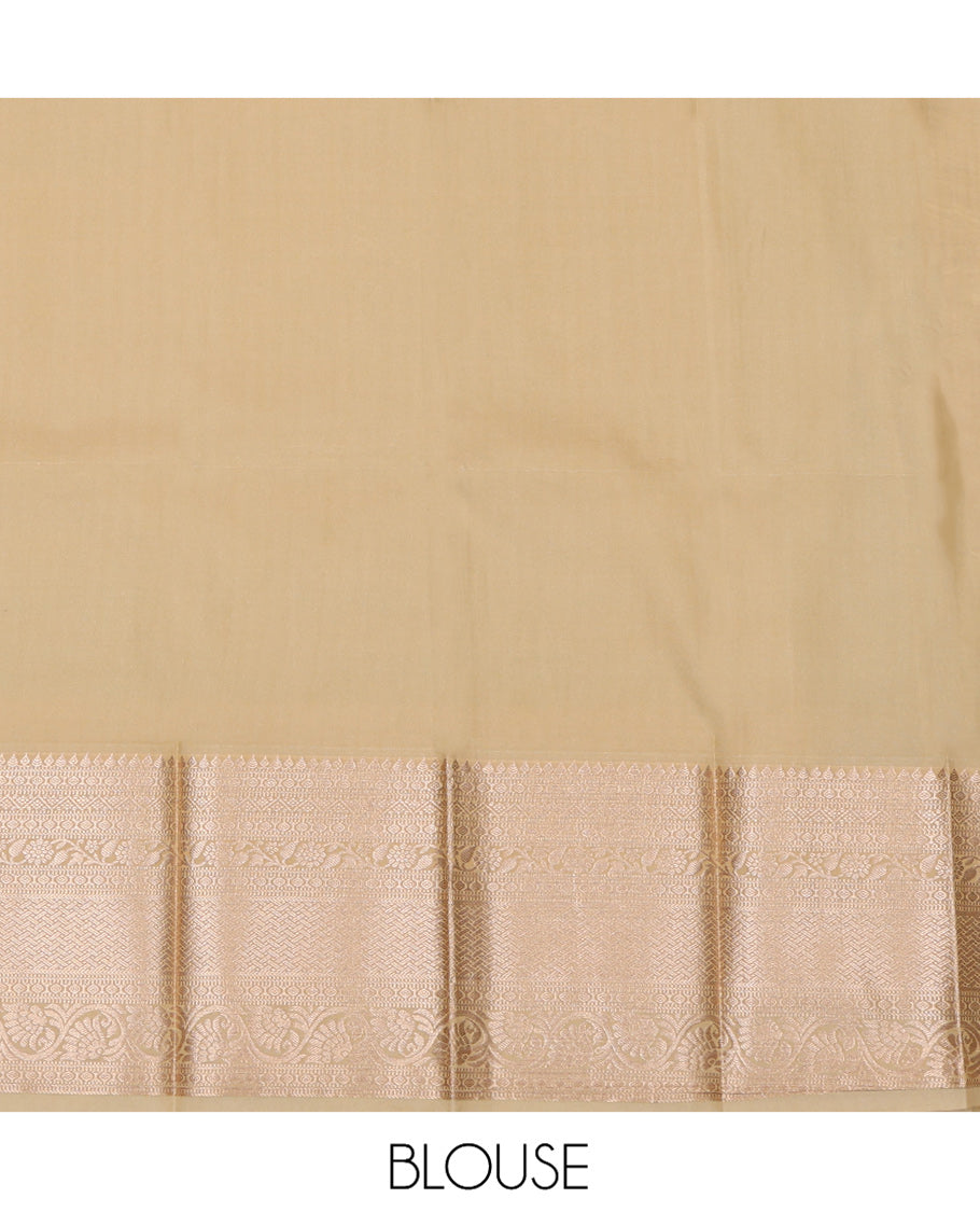 Red Budget Silk Saree, Elevated with Zari Buttas, a Contrast Traditional Border, Grand Pallu, and a Contrast Blouse