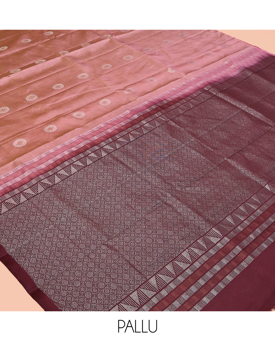 Borderless Onion Pink Mayuri Soft Silk Saree
