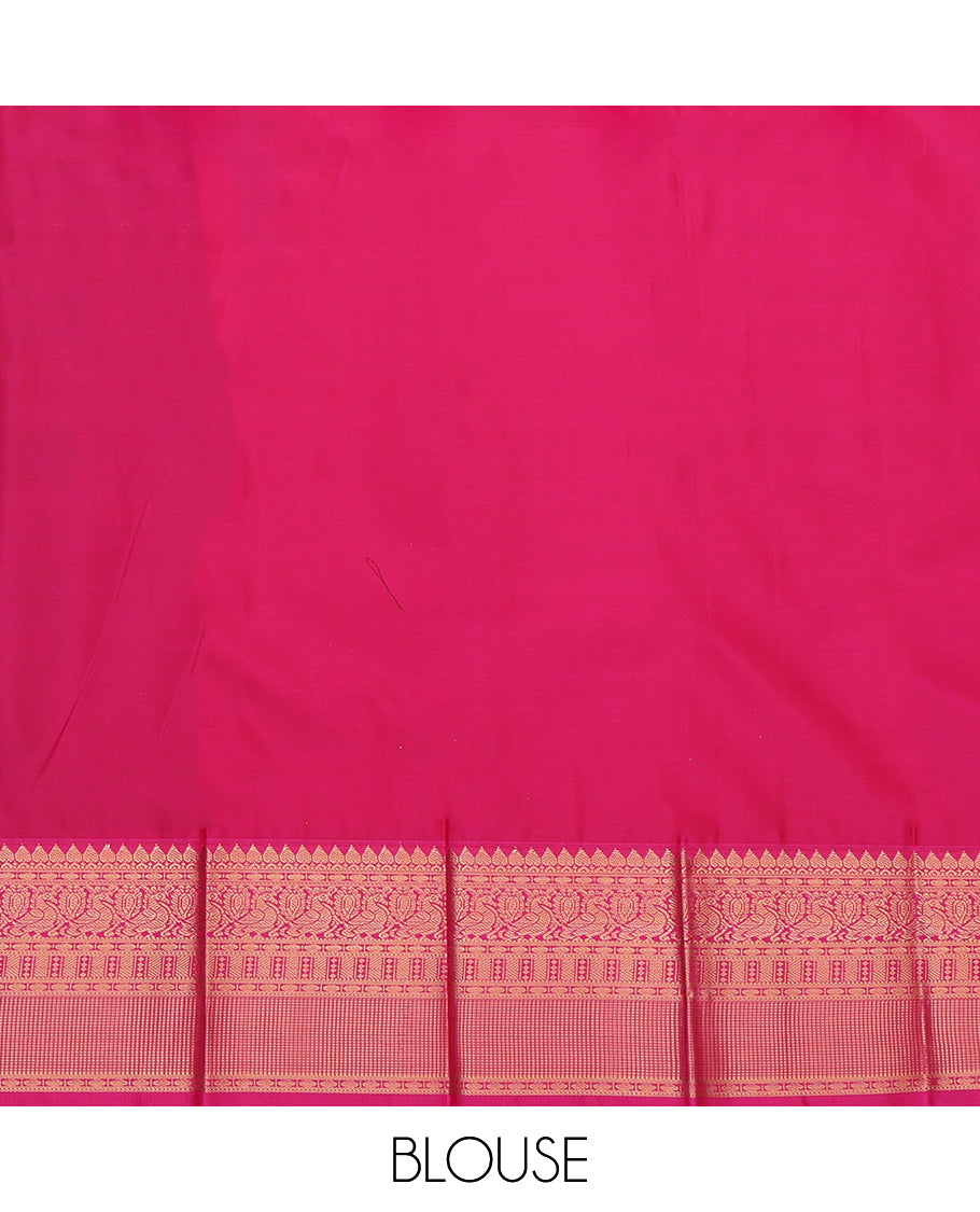 Blue Budget Silk Saree, Embellished with Zari Buttas, a Contrast Traditional Zari Border, Grand Pallu, and a Contrast Blouse