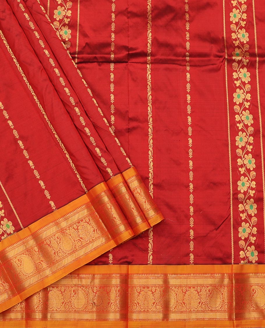 Maroon Pure-Silk Half-Saree