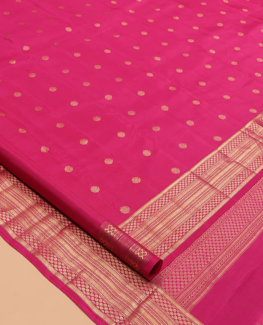 Pink Vasundhara Lite Silk Mix Saree, Decked Up with Zari Buttas, a Traditional Zari Border, Grand Pallu, and a Matching Blouse