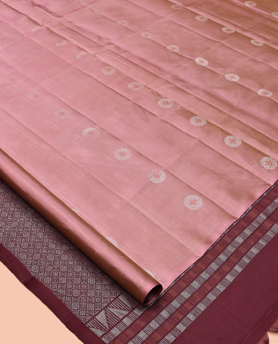 Borderless Onion Pink Mayuri Soft Silk Saree