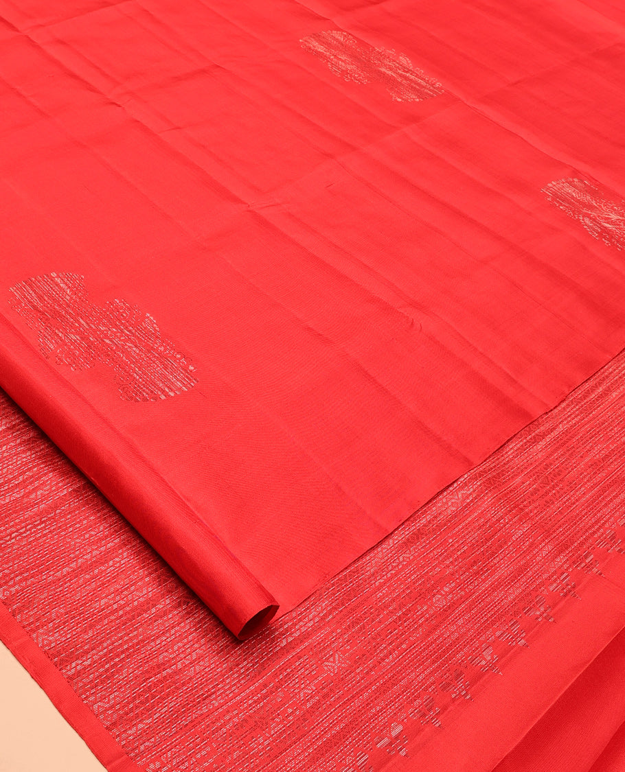 Borderless Red Mayuri Soft Silk Saree