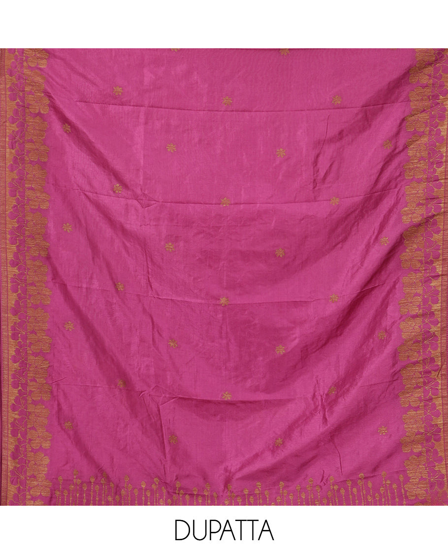 Purple Semi Silk Material Chudidar Set, Adorned with Copper Zari Intricate Design Woven Top, a Santoon Bottom, Matching Dupatta