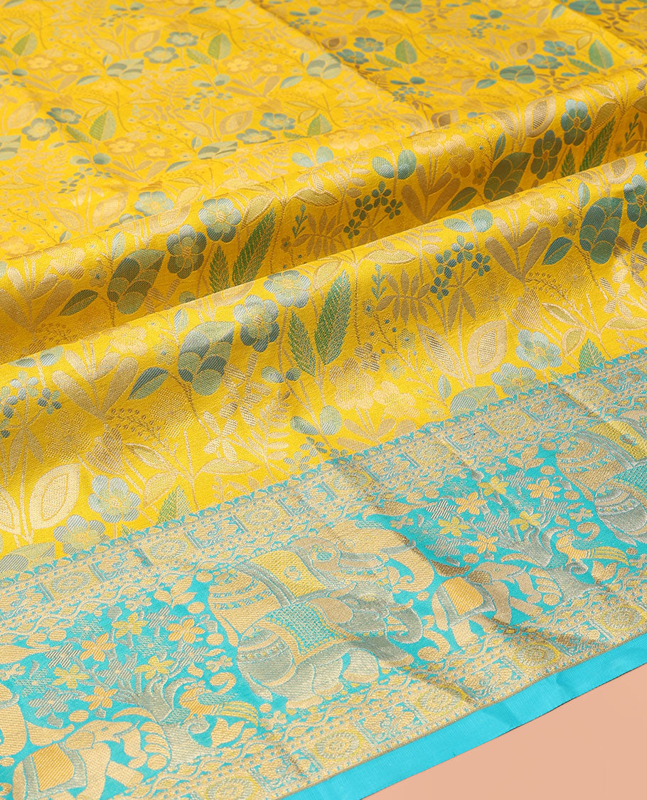 Yellow Pure Silk Half-Saree