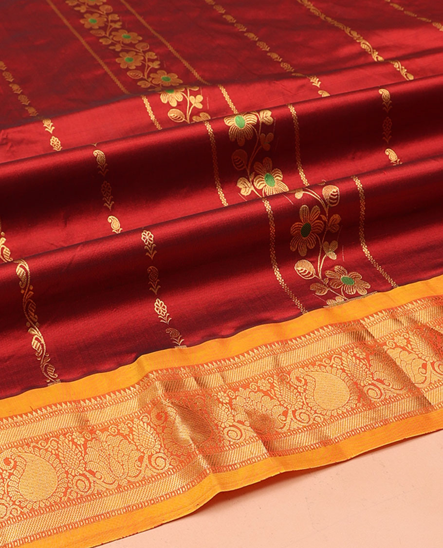 Maroon Pure-Silk Half-Saree