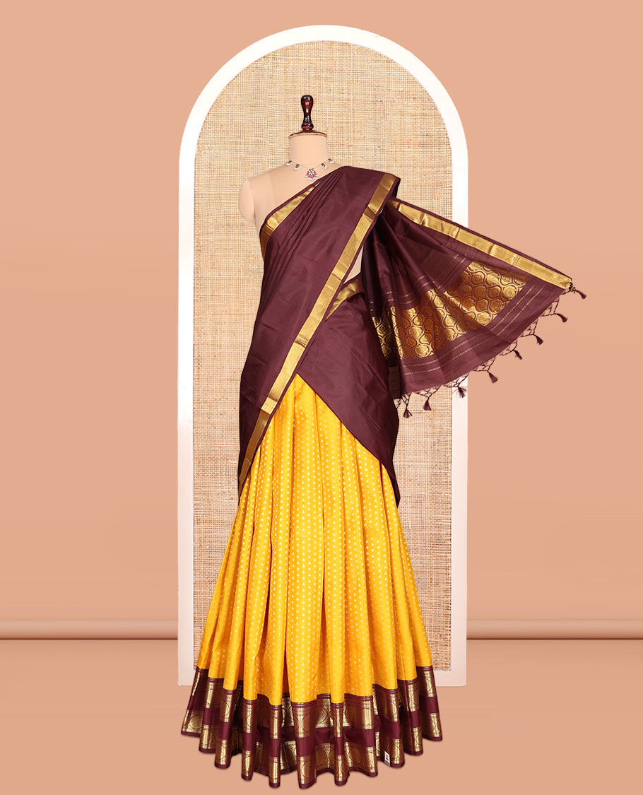 Yellow Pure-Silk Half-Saree