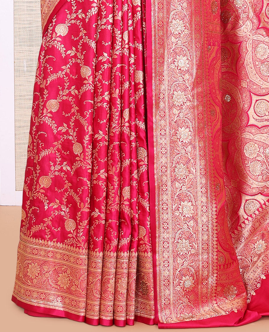 Pink Banaras Nylon Saree