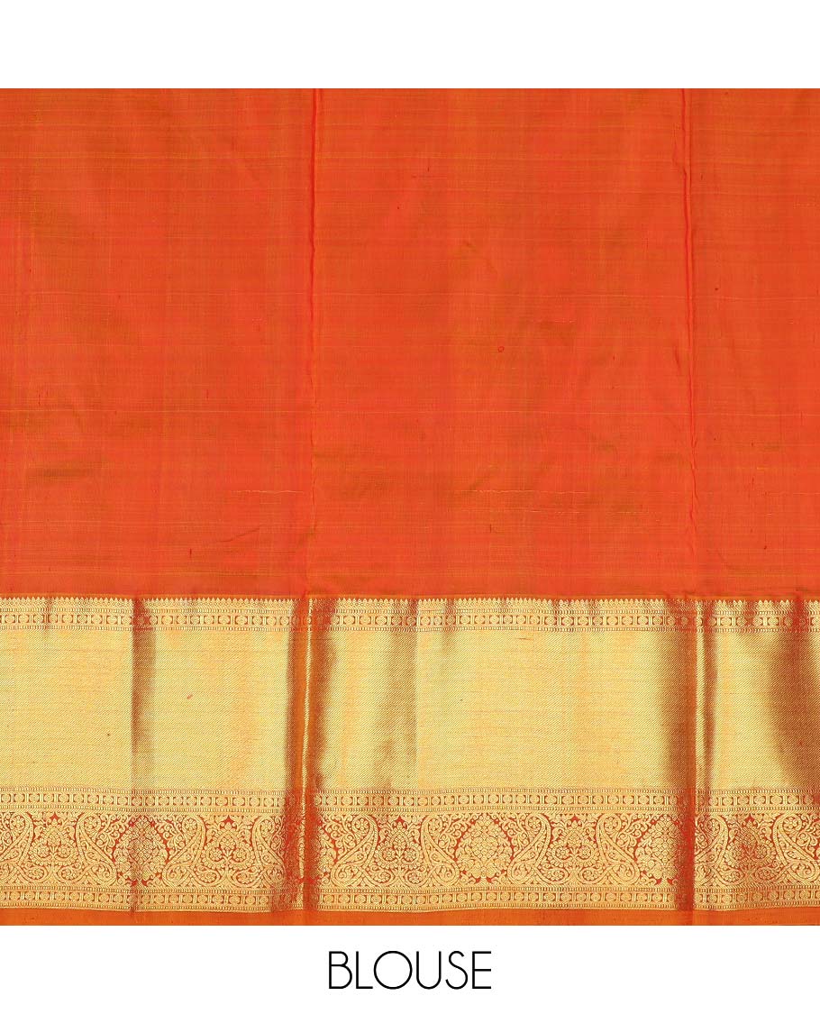 Maroon pure silk half saree, zari design skirt, contrast border and blouse of thilakam mokku, muthu, rudraksham, and manga design, and zari design dhavani