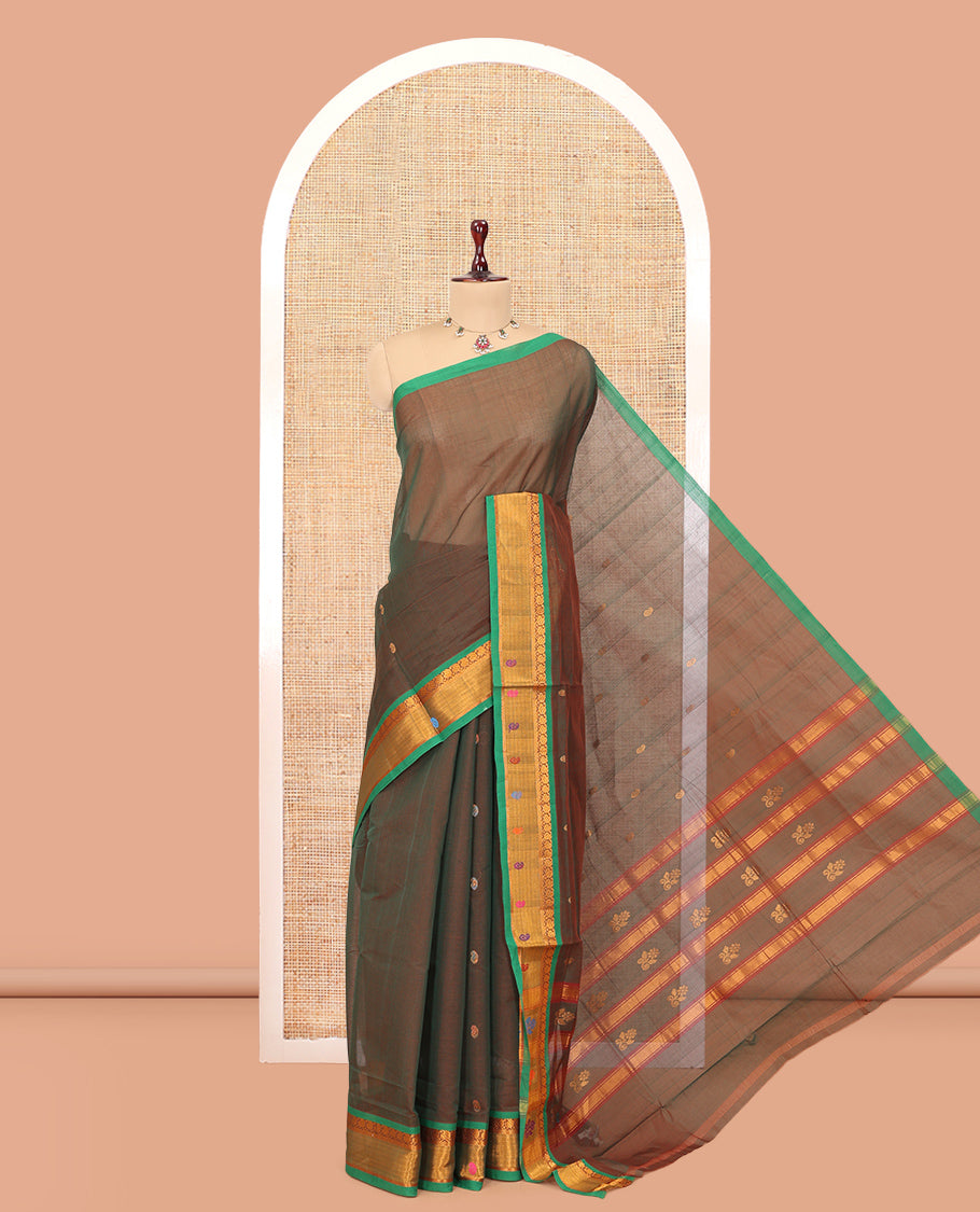 Brown-Shade Venkatagiri Cotton Saree