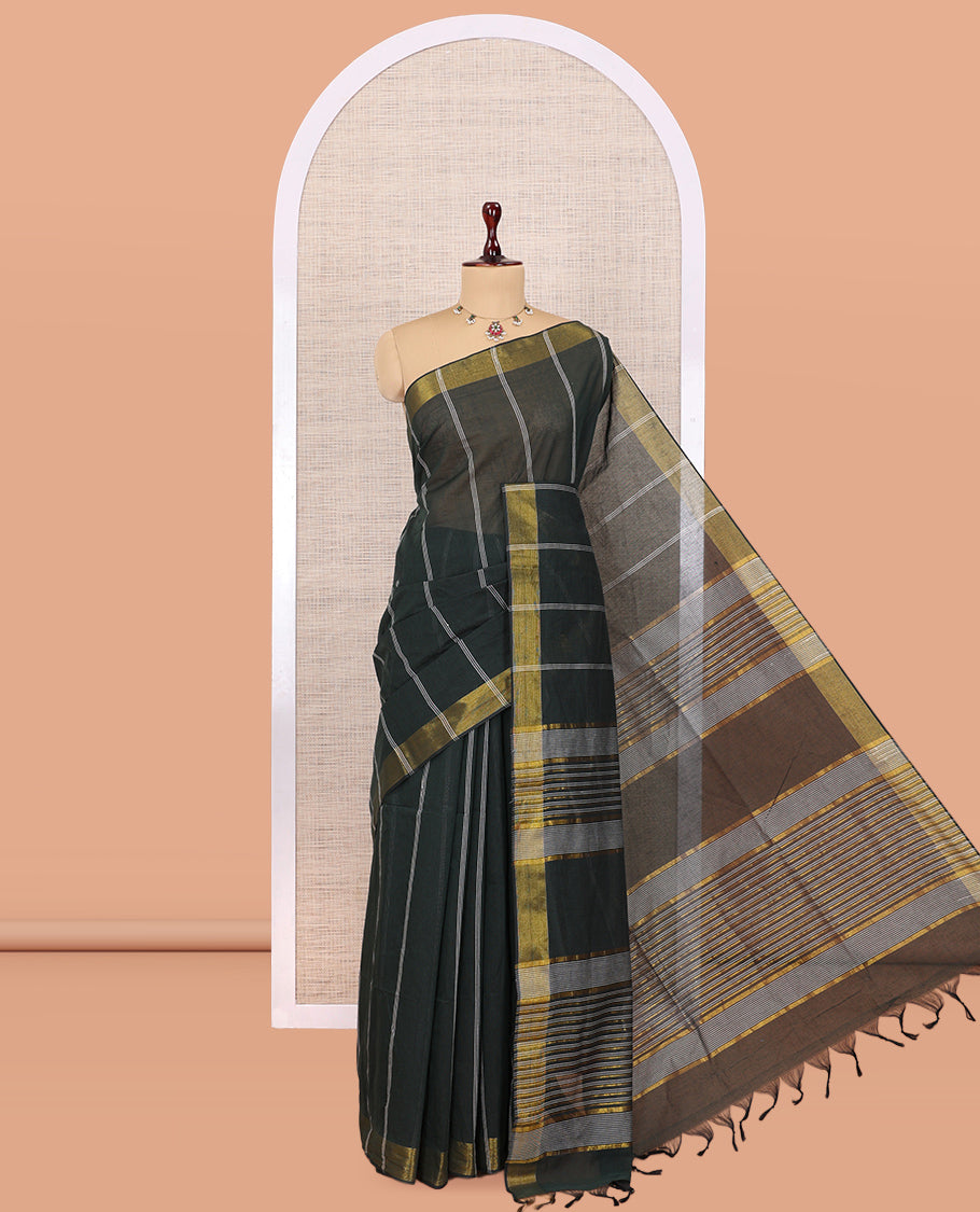 Green Jute Cotton Saree