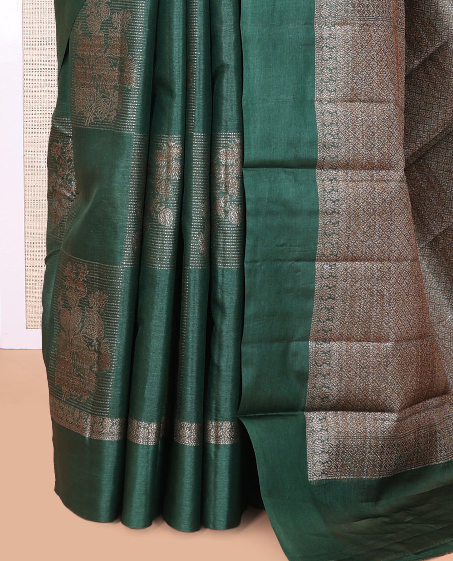 Green Tussar Silk Saree
