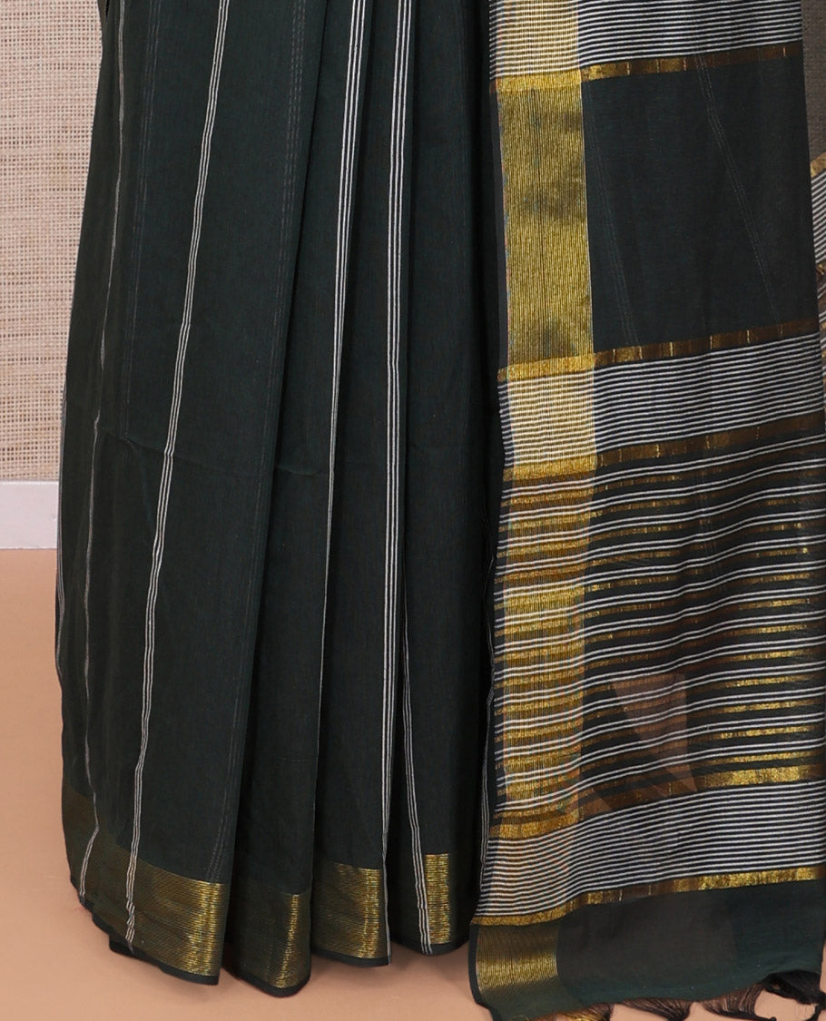 Green Jute Cotton Saree