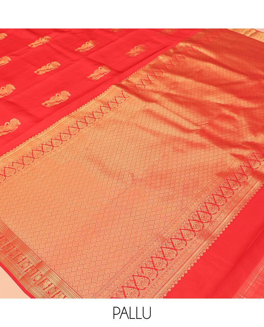 Red Zari Butta Vasundhara Lite Silk Mix Saree