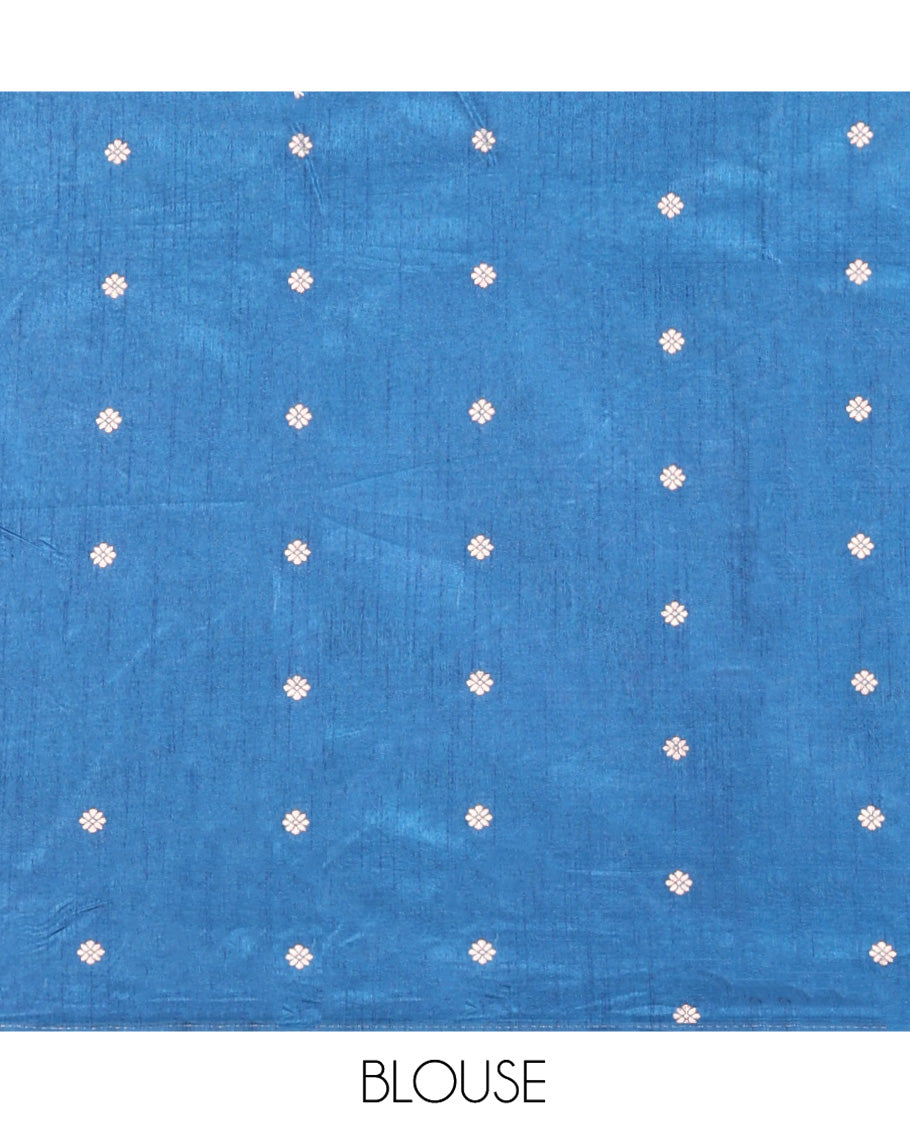 Purple Matka Silk Saree, Adorned with Buttas All Over Its Body, Highlighted by a Self-Border of Traditional Designs, Intricately Designed Pallu, and Paired with Contrast Blouse