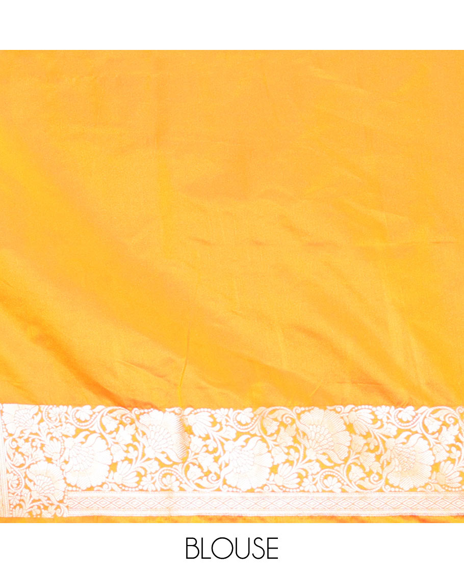 Orange Semi-Banaras Satin Silk Saree
