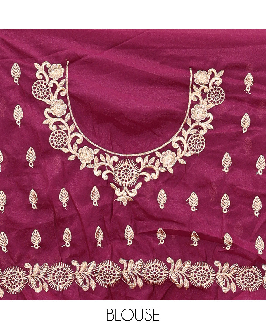 Green Art Silk Half Saree Features Buttas Steeped Skirt, Complemented by Contrast Traditional Border, Contrast Blouse, and a Embroidery Scallop Dhavani