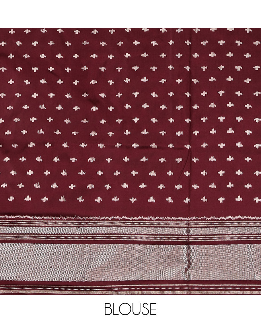 Yellow Pochampally Ikat Silk Saree, Decorated with Ikat Geometric Designs on Its Body, Complemented by a Contrast Zari Peacock-Eye Border, Ikkat Weave Pallu, and Paired with a Contrast Blouse