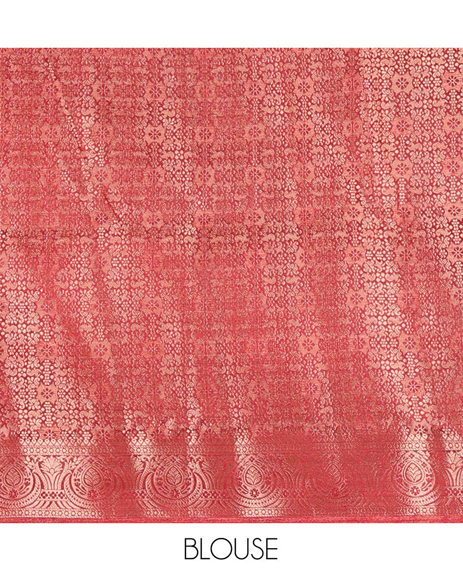 Maroon Fancy Tussar Saree, Intricate Border, Grand Pallu, a Contrast Printed Blouse, Matching Brocade Blouse