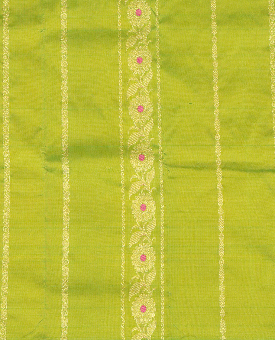 Leaf Green Pure Silk Navarathna Pavadai Material Set