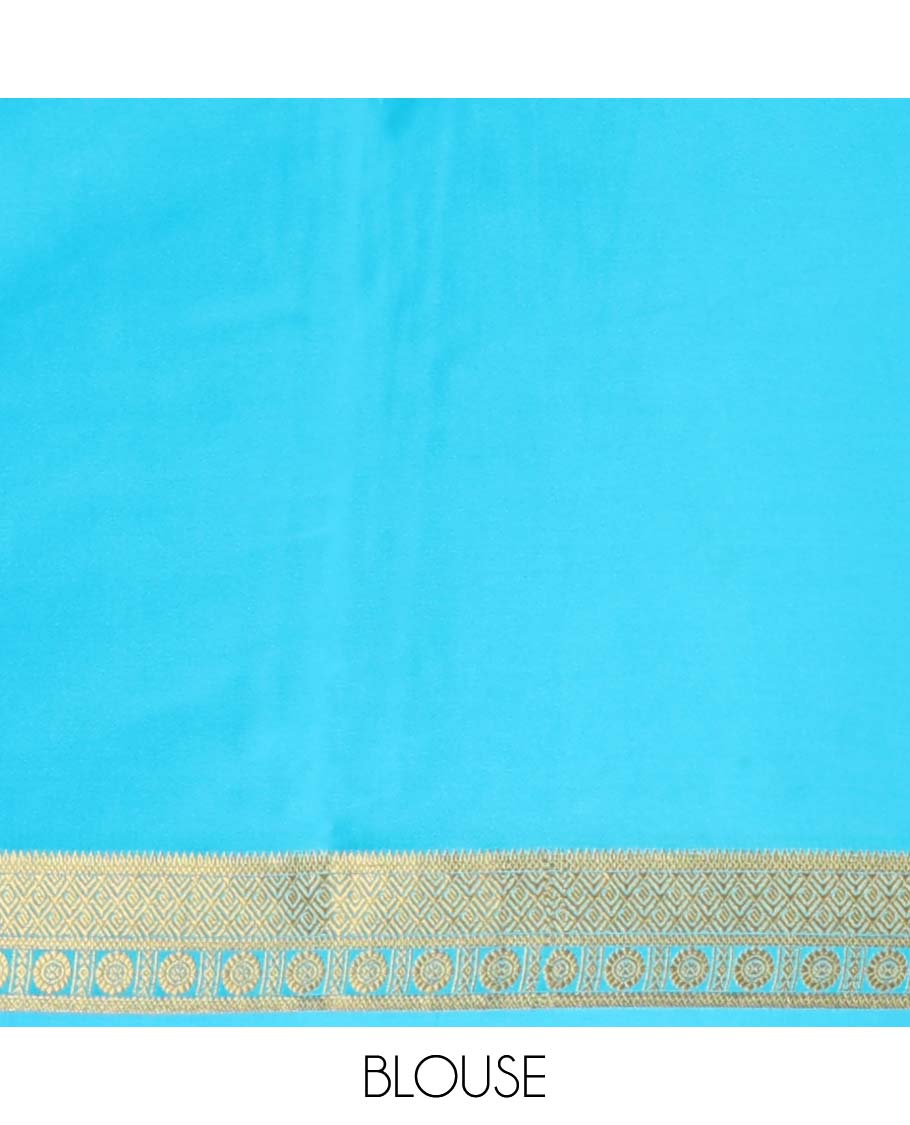 Multi colored striped mysore silk saree with contrast zari border & striped zari pallu