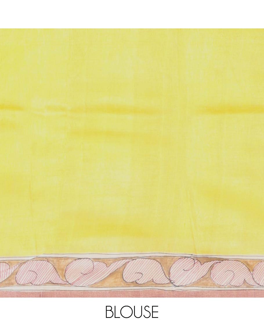 Maroon ogee design tussar saree with contrast floral design border & block floral print design pallu