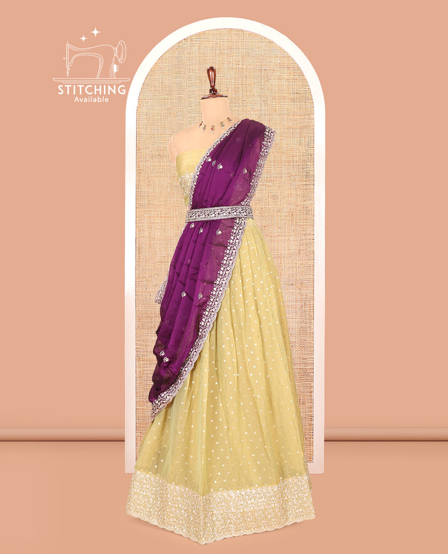 Pista Green Moss Organza Half-Saree