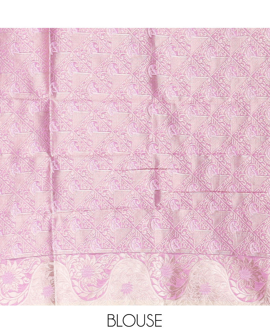 Cream-Lavender Jute Linen Saree
