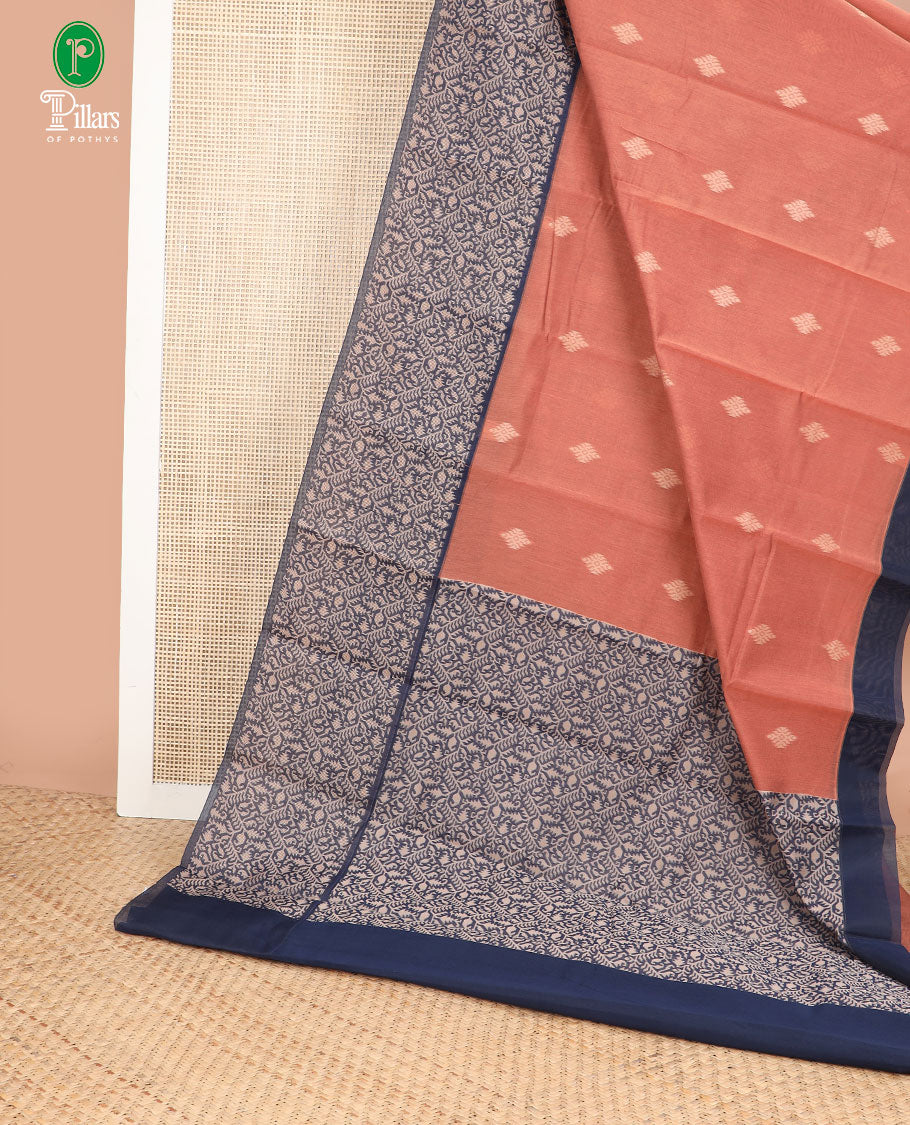 honey color thread weaving butta silk cotton saree with contrast traditional weaving border & rich pallu along with plain blouse