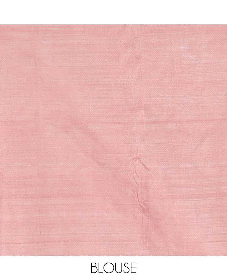 Purple temple motifs banana pith saree with contrast plain border & striped zari , temple motifs pallu
