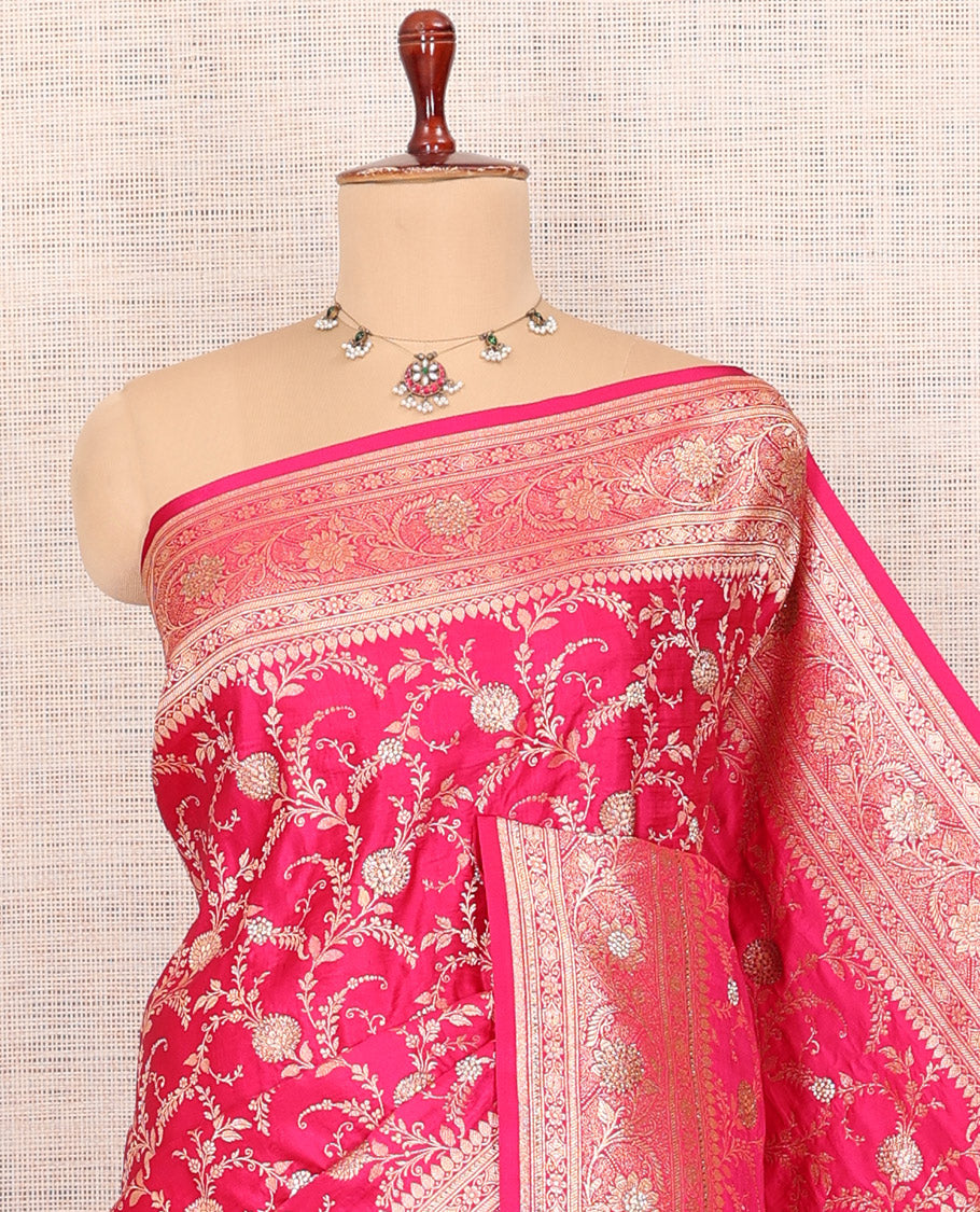 Pink Banaras Nylon Saree