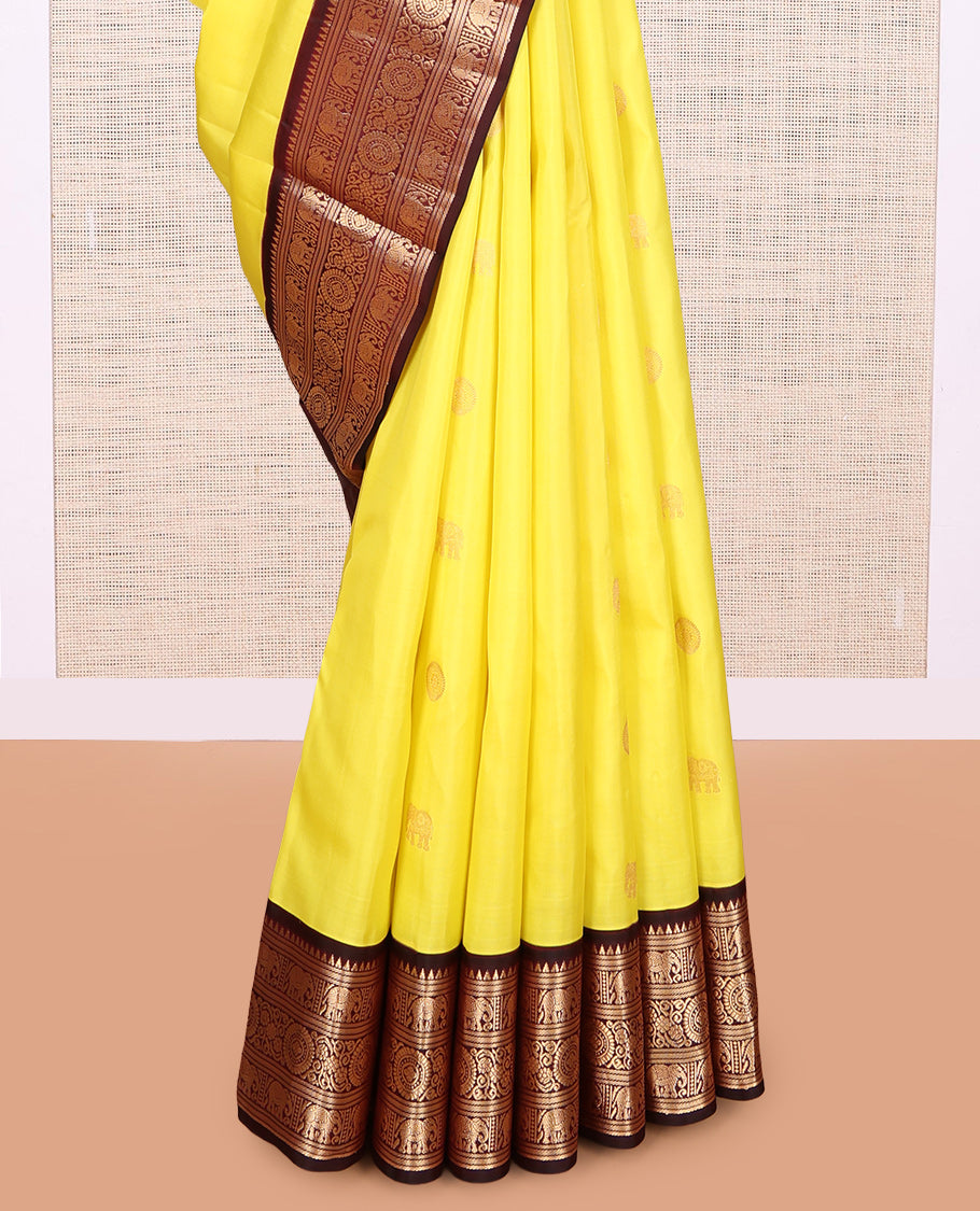 Yellow Kanchipuram Silk Saree