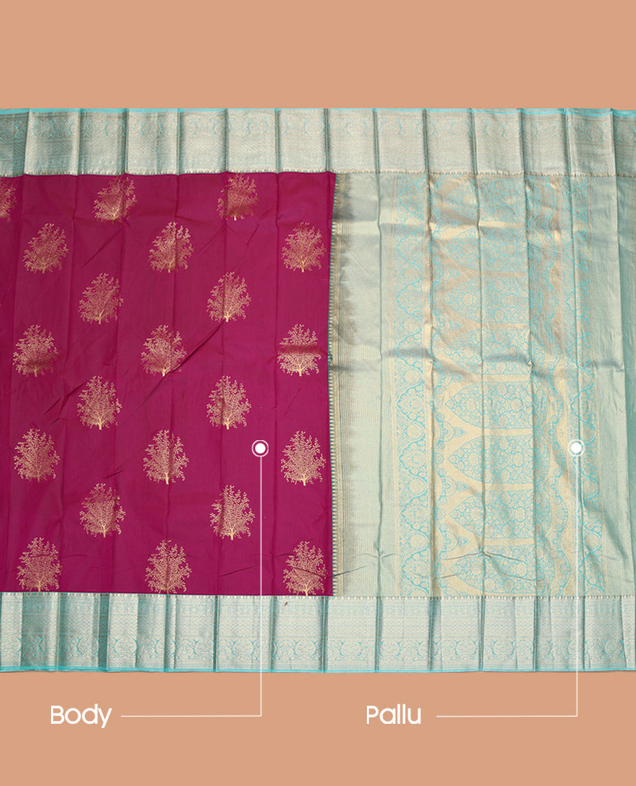 Pink Budget Silk Saree, Woven with Zari Buttas, Contrast Traditional Zari Border, Intricately Designed Pallu, and a Contrast Blouse