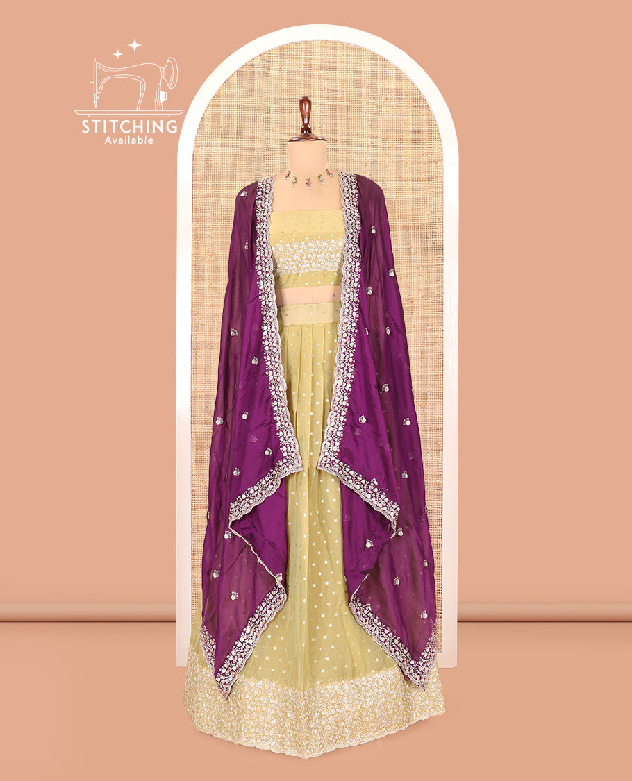 Pista Green Moss Organza Half-Saree