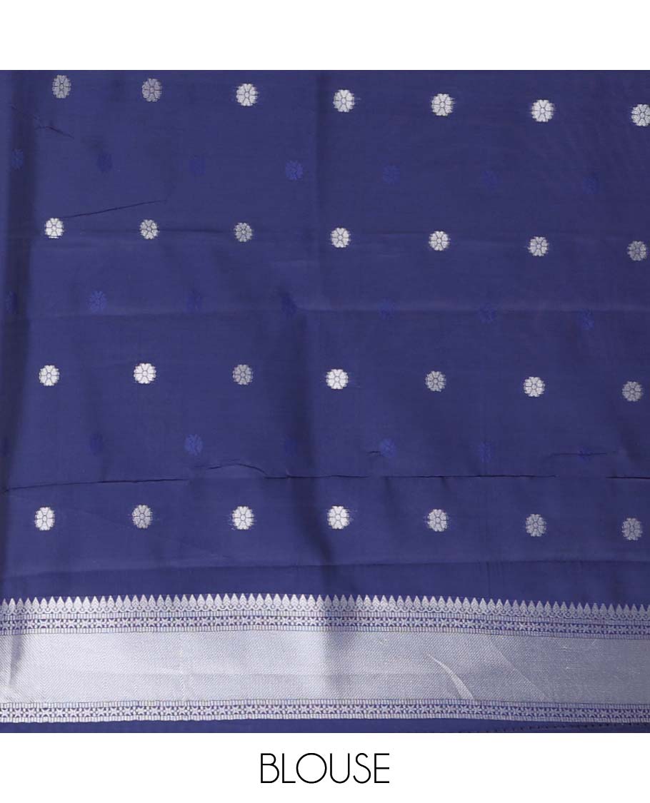 Grey checked design litchi silk saree with contrast floral design border & leaf vine design pallu