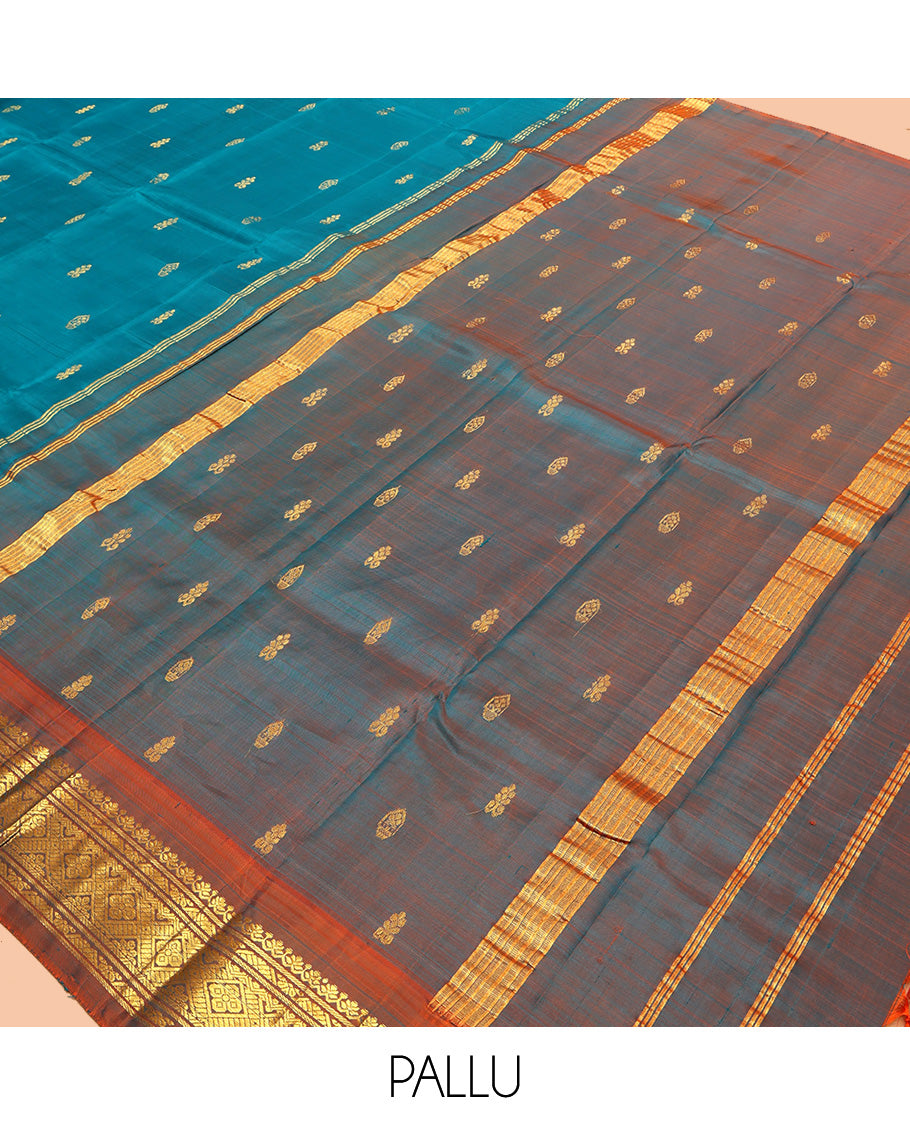 Blue One Side Border Kanchipuram Silk Saree
