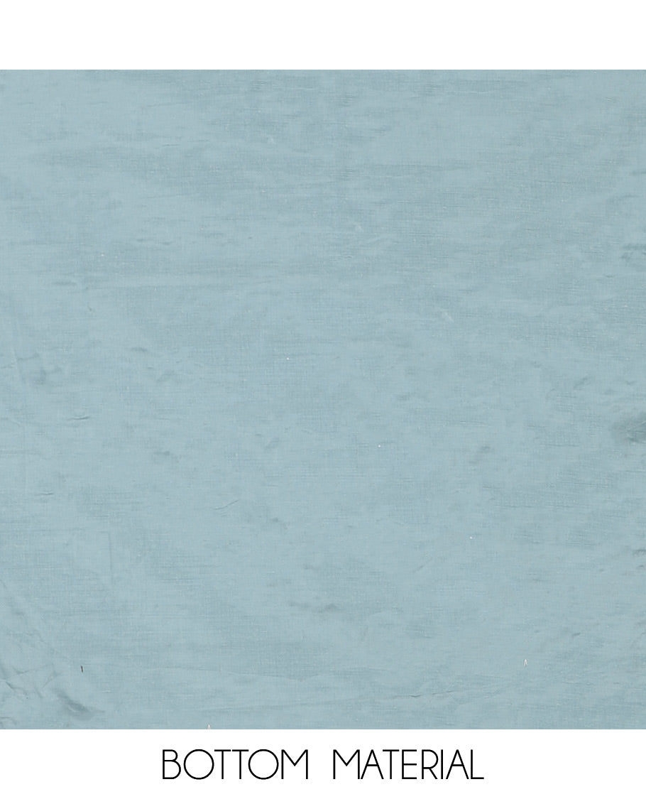 Sea blue jacquard ajrak, stone, mirror work crepe chudidhar material top with american crepe pant & chinnon material ajrak digital print , mirror work dupatta