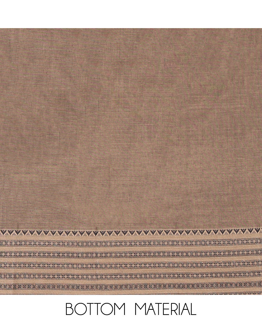 Chikku Mercerised Cotton Material Churidar Set, Subtly Made Plain with Traditional Bordered Top, a Mercerised Cotton Bottom, and Paired with a Mercerised Cotton Traditional Bordered Dupatta