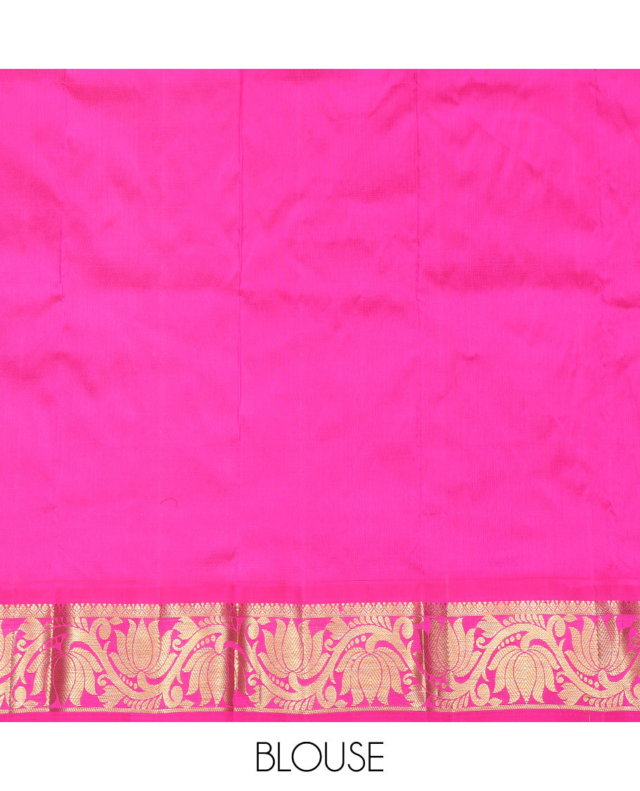 Leaf Green Pure Silk Navarathna Pavadai Material Set