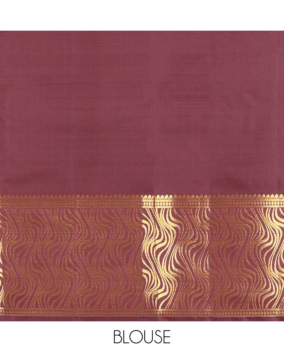 Blue floral motifs vasundhara elite silk saree with contrast floral design border & geometric design pallu