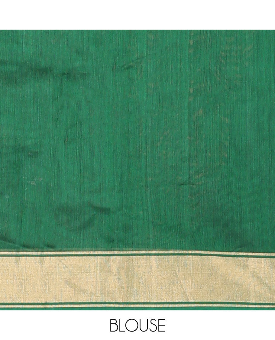 Green all over floral design maheswari cotton saree with self zari border